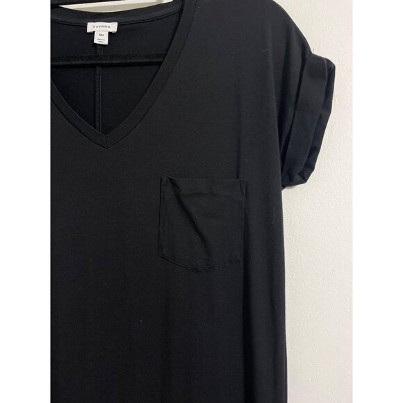 Cuyana Short Sleeve V Neck Tee Midi Dress Black Small Organic Cotton - Picture 5 of 15